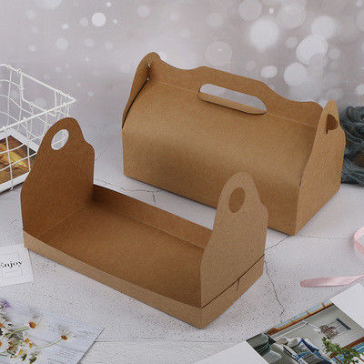 Large Kraft Paper Portable Dessert Takeaway Boxes Baking Cake Roll Packaging