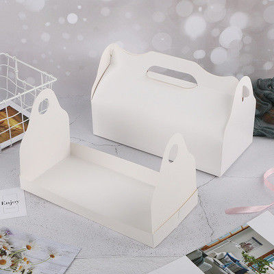 Large Kraft Paper Portable Dessert Takeaway Boxes Baking Cake Roll Packaging